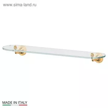 Полка с держателями, ширина 60 см, стекло, золото