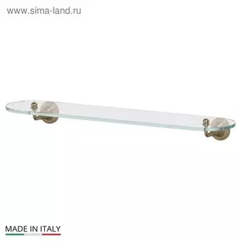 Полка с держателями, ширина 60 см, стекло, античная бронза