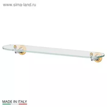 Полка с держателями, ширина 60 см, стекло, хром, золото