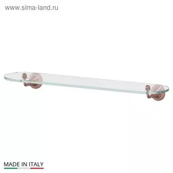 Полка с держателями, ширина 60 см, стекло, античная медь
