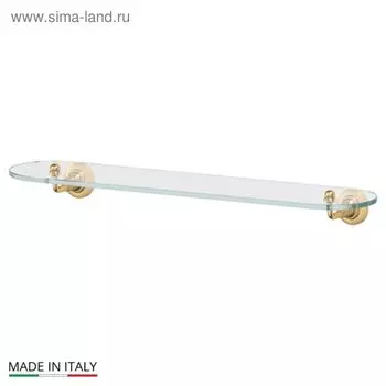 Полка с держателями, ширина 60 см, стекло, матовое золото