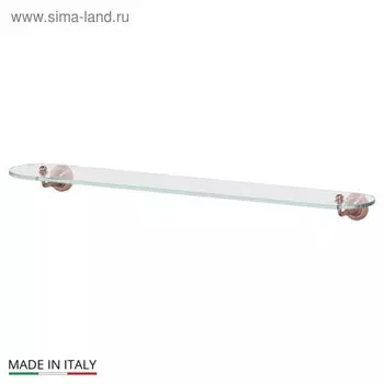 Полка с держателями, ширина 80 см, стекло, античная медь