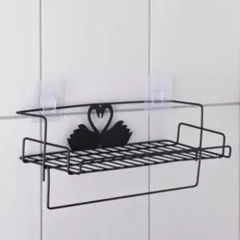 Полка с рейкой для полотенец Доляна, 37×15×8 см, цвет чёрный