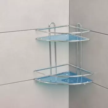 Полка угловая 2-х ярусная с пластиковым дном Доляна, 30,5×22×32 см