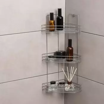 Полка угловая 3-х ярусная «Трапеция», 251849 см, цвет хром