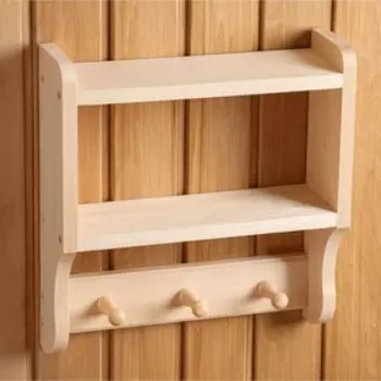 Полка - вешалка для бани и сауны, 33.51035 см, липа, настенная, 3 крючка, «Добропаровъ»