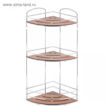 Полка в ванную угловая, 24 х 24 х 48 см, цвет дерево/хром, BK075