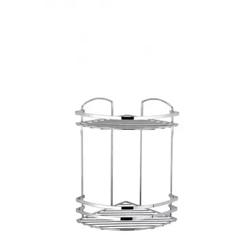 Полка в ванную угловая LM008SSM 2 яруса 24х24х37 см, нержавеющая сталь матовый