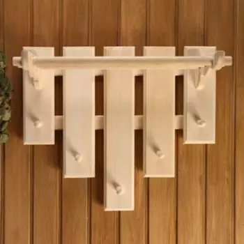 Полка - вешалка для бани и сауны, 585030 см, настенная, липа, 5 крючков, «Добропаровъ»