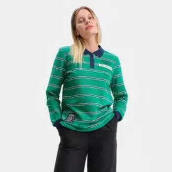 Поло с длинным рукавом женское, цвет зелёный, размер 44 (M)