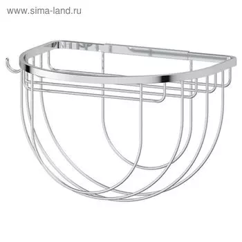 Полочка-решётка с крючком и держателем мочалок 26 см, хром