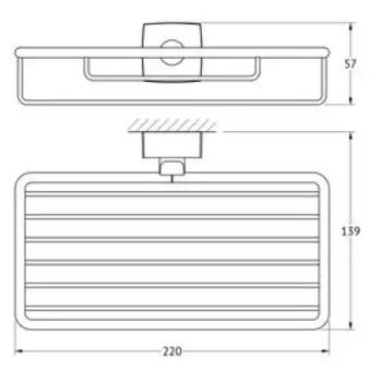 Полочка-решётка, ширина 22 см, хром