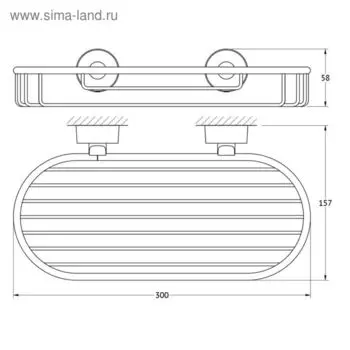 Полочка-решётка, ширина 30 см, хром