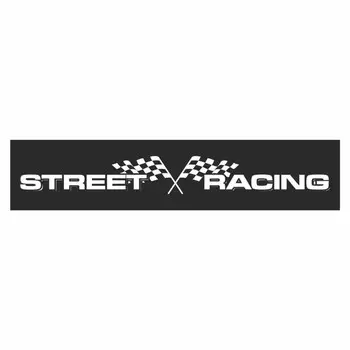 Полоса на лобовое стекло "STREET RACING", флаги, черная, 1220 х 270 мм