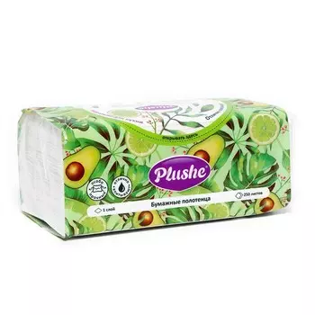 Полотенца бумажные Plushe Home, V-сложение,1 слой, 250 листов