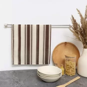 Полотенце 35х60 см, Полоса, бежевый, вафля, 120 гр/м2, хл100%