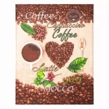 Полотенце 45х60 см, Кофе (ри.2), коричневый, вафля, 160 гр/м2, хлопок 100%