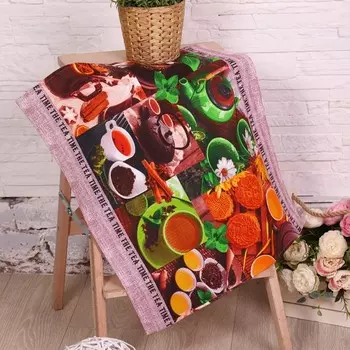 Полотенце 50х60 см, Чайная церемония, вафля, 170 гр/м2, хлопок 100%