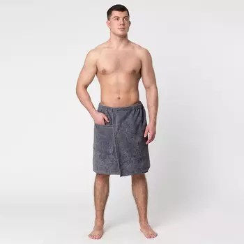 Полотенце банное Экономь и Я "Килт с карманом" 50х150 см, цвет серый, 100% хлопок, 320 г/м2