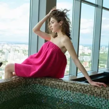 Полотенце банное Экономь и Я «Парео» 68х150 см, цвет ярко-розовый, 100%хл с AIRO, 320 г/м2