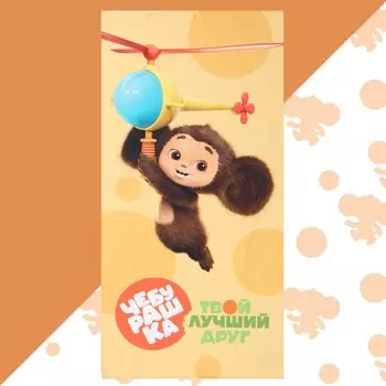 Полотенце Чебурашка, жёлтое, 70140 см, 100% хл, вафля 160 г/м