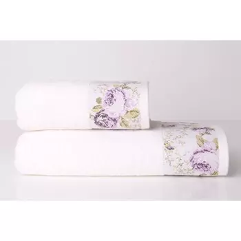 Полотенце махровое Arya Home Desima, 300 гр, размер 70х140 см, цвет белый, лиловый