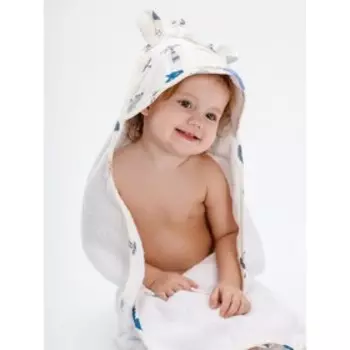 Полотенце детское с уголком CUTE LOVE Little dino, размер 90х90 см, цвет белый