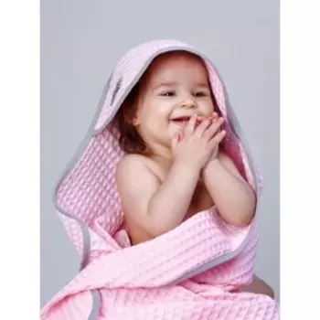 Полотенце детское вафельное с уголком AmaroBaby WAFFLE, 90х90 см, розовый.