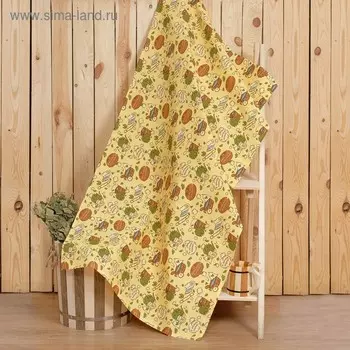 Полотенце для бани "С легким паром" 80х 150 см, хлопок вафельное полотно