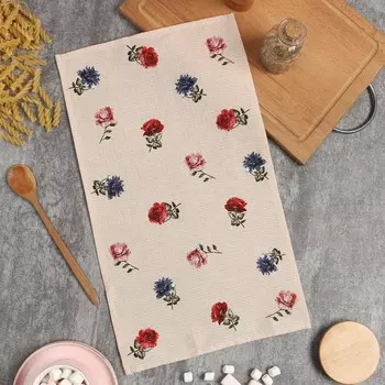 Кухонное полотенце «Доляна. Цветочки», 2846 см, 100% хлопок, вафля 160 г/м