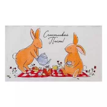 Полотенце Доляна «Пасхальные зайчики» 3560 см,100% хлопок, вафля
