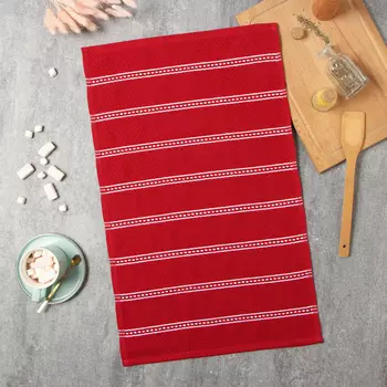 Полотенце кухонное «Этель», 3863 см, красное, хлопок 100%, махра