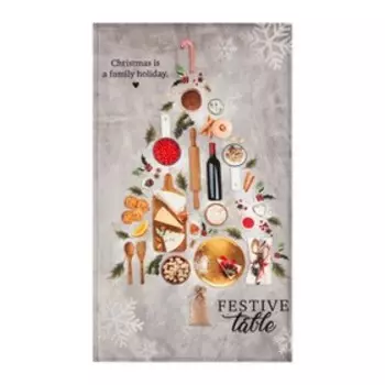 Полотенце Этель Festive table 40х73 см, 100% хл, саржа 190 гр/м2