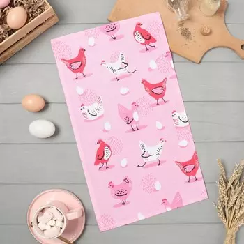 Кухонное полотенце «Доляна» Chicken, 2846 см, рогожка, 100% хлопок, 160 г/м