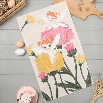 Кухонное полотенце «Доляна» Happy Spring, 3560 см, 100% хлопок, 160 г/м