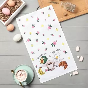 Кухонное полотенце «Доляна» Life with you, 2846 см, 100% хлопок, рогожка 160 г/м