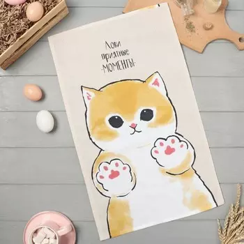 Полотенце кухонное «Доляна. Лови приятные моменты», 3560 см, хлопок 100%, 160 г/м