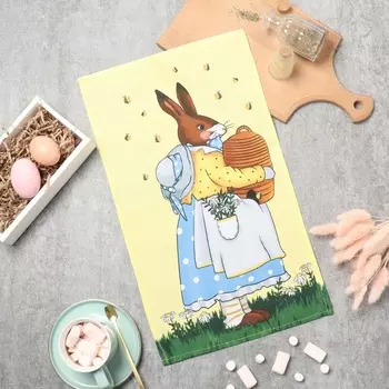 Полотенце кухонное «Доляна. Зайка», 2846 см, рогожка, хлопок 100%, 160 г/м