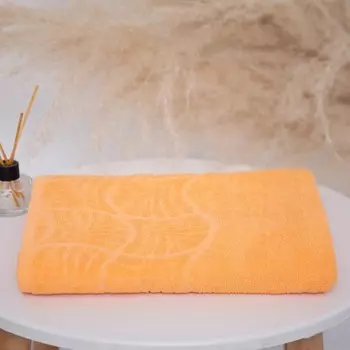 Полотенце махровое банное "Волна", размер 70х130 см, 300 г/м2, цвет оранжевый