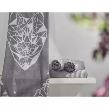 Полотенце махровое Cat, размер 70х140 см, цвет серый