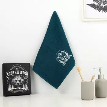 Полотенце махровое «Хозяин леса», 3560 см, хлопок 100%, зелёное