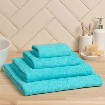 Полотенце махровое Экономь и Я 100*150 см, цв. голубой, 100% хлопок, 350 гр/м2