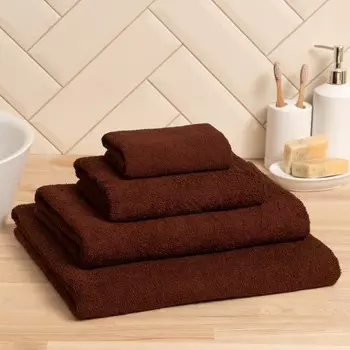 Полотенце махровое Экономь и Я 30*60 см, цв. шоколадный, 100% хлопок, 350 гр/м2