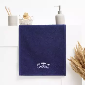 Полотенце махровое «Этель» Be brave, 3550 см, хлопок 100%, синее
