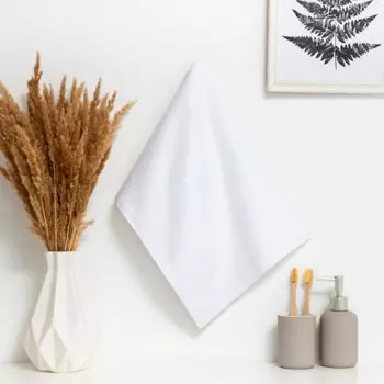 Полотенце махровое Этель цвет белый 30х60см, 350 г/м2, 70% хлопок, 30% бамбук