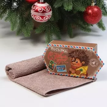 Полотенце махровое Этель "Новогодняя посылка" 30х30 см, 100% хл, 340 г/м2