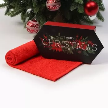 Полотенце махровое «Этель. Пуансеттия», 3060 см, хлопок 100%, красное