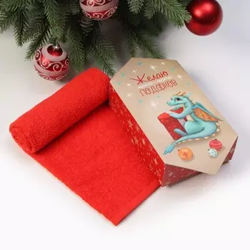 Полотенце махровое Этель "Желаю подарков" 30х60 см, 100% хл, 340 г/м2