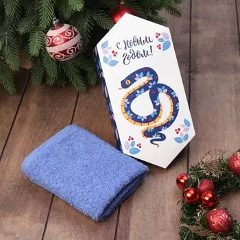 Полотенце махровое «Этель. Змейка», 3060 см, хлопок 100%, синее