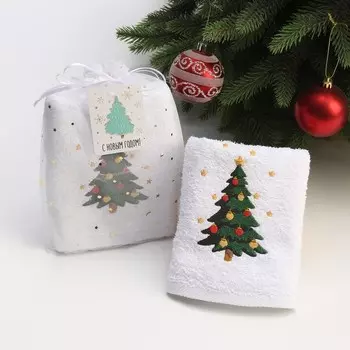 Полотенце махровое "Ёлочка" 30х60 см, 100% хлопок, 340 г/м2